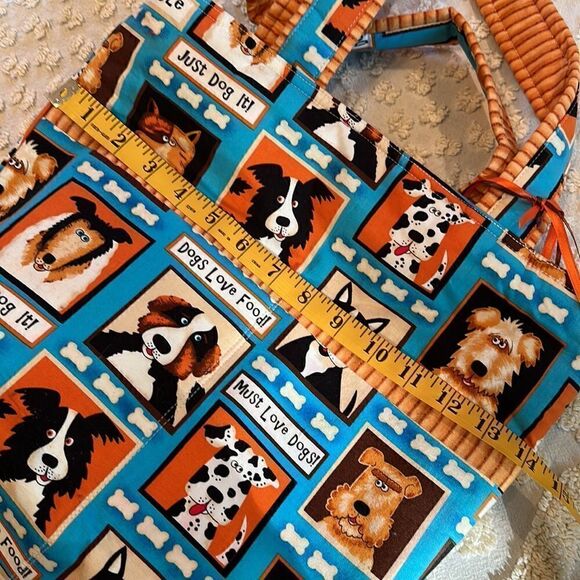 Dog Tote Bag Hand Crafted Lined Gusseted Bottom Auntie O’s Paw Print Puppy - Picture 9 of 14